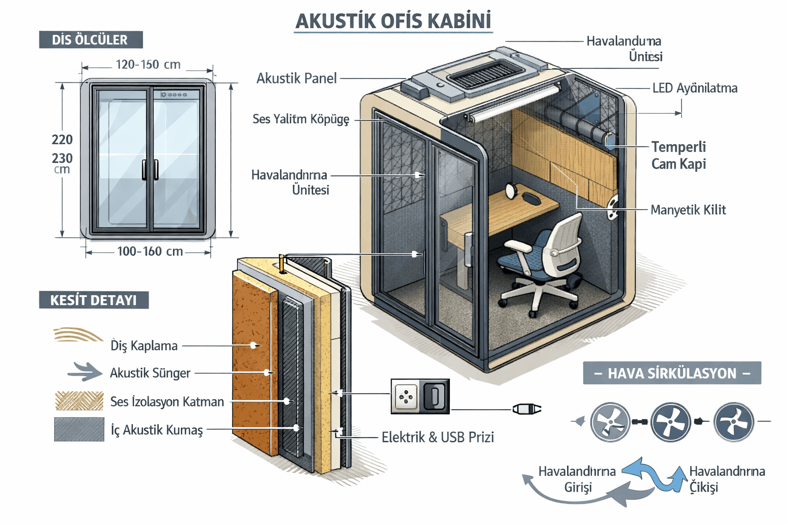 Akustik Ofis Kabinleri akustik panel