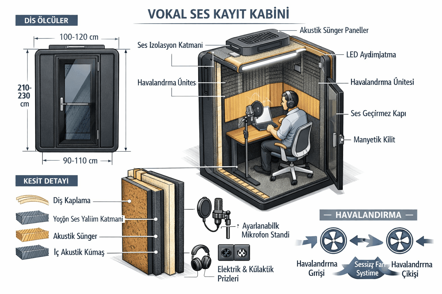 Vokal Ses Kayıt Kabini akustik panel